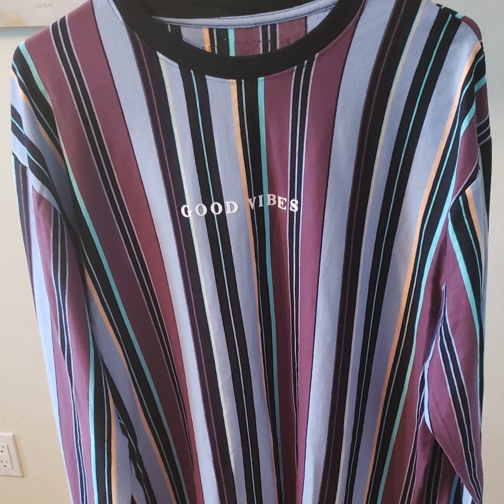 Vox Populi Long Sleeve Striped Good Vibes Tee